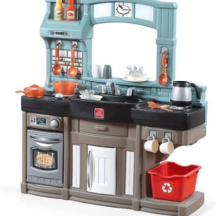 Step2 Best Chefs Kitchen Set for Kids – Includes 25 Toy Kitchen Accessories, Interactive Features for Realistic Pretend Play – Indoor/Outdoor Toddler Playset – Dimensions: 35.8” H x 34.4” W x 11.5” D