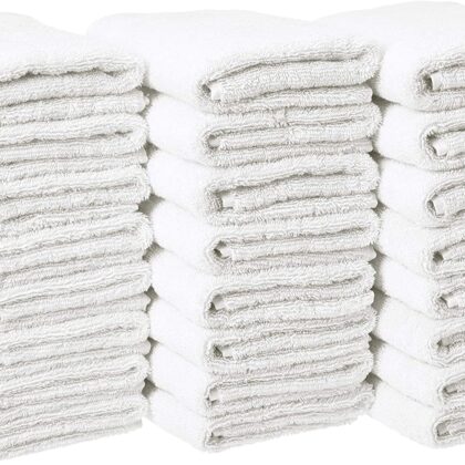 Amazon Basics Cotton Hand Towel – 24-Pack, White