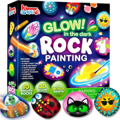 Rock Painting Kit- Glow in The Dark Rock Kit, Arts and Crafts for Kids